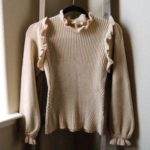 Grade & Gather Cozy Mock Neck Ruffle Sweater